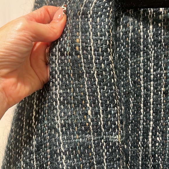 OOAK Vintage sweater overcoat oversized lagenlook RARE teal plaid pockets unique - Picture 9 of 11